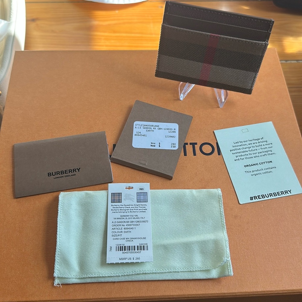 Burberry Brown and Red Striped Card Holder